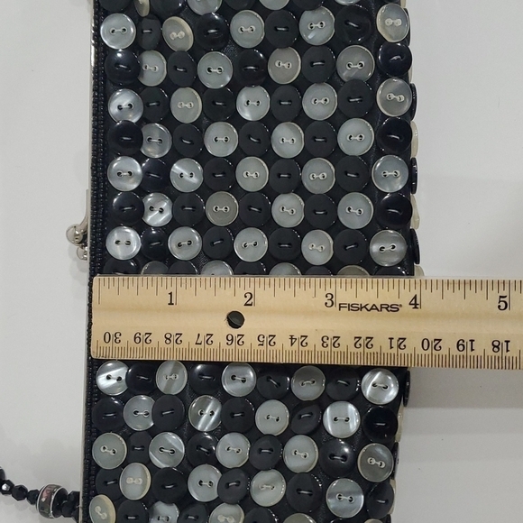 BLACK and White Button Evening Bag - Picture 7 of 7
